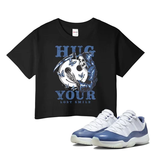 TeeVivo Crop Top Match Air Jordan 11 Retro Low Diffused Blue Hug your lost smile – Air Jordan 11 Crop Top, AJ11 Crop Top