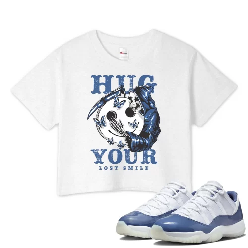 TeeVivo Crop Top Match Air Jordan 11 Retro Low Diffused Blue Hug your lost smile – Air Jordan 11 Crop Top, AJ11 Crop Top