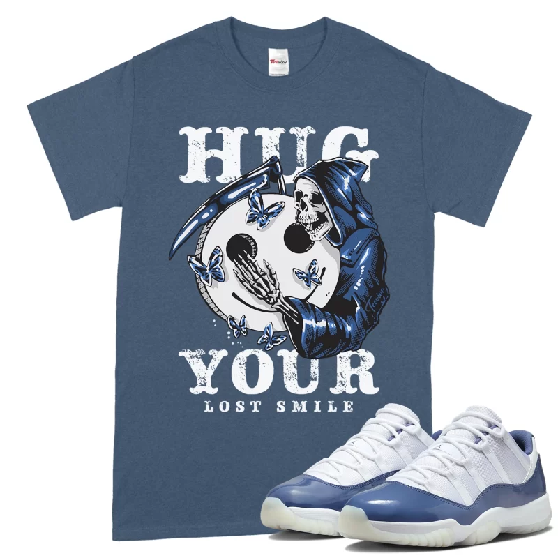 TeeVivo T-Shirt Match Air Jordan 11 Retro Low Diffused Blue Hug your lost smile – Air Jordan 11 Shirt, AJ11 Shirt