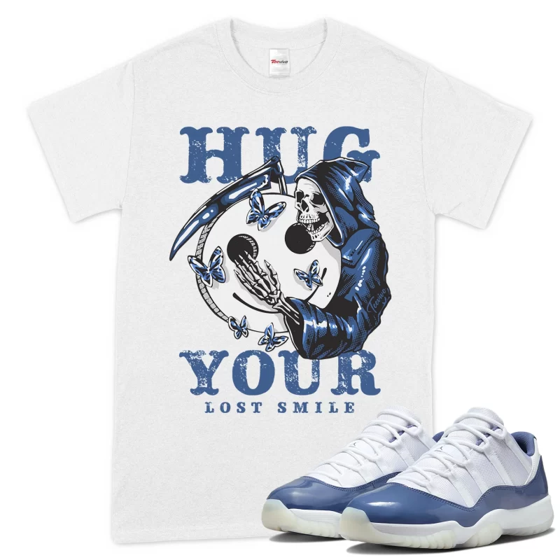 TeeVivo T-Shirt Match Air Jordan 11 Retro Low Diffused Blue Hug your lost smile – Air Jordan 11 Shirt, AJ11 Shirt