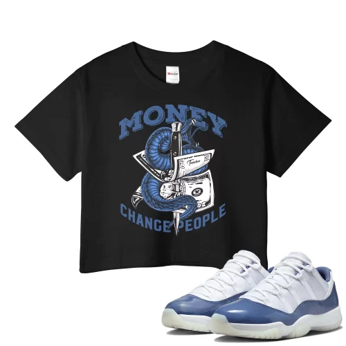 TeeVivo Crop Top Match Air Jordan 11 Retro Low Diffused Blue Money change people – Air Jordan 11 Crop Top, AJ11 Crop Top