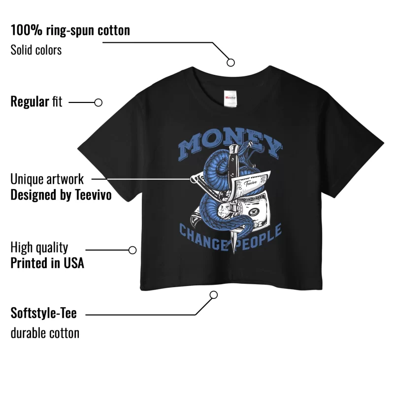 TeeVivo Crop Top Match Air Jordan 11 Retro Low Diffused Blue Money change people – Air Jordan 11 Crop Top, AJ11 Crop Top