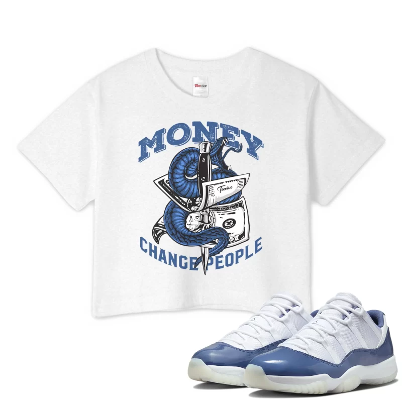 TeeVivo Crop Top Match Air Jordan 11 Retro Low Diffused Blue Money change people – Air Jordan 11 Crop Top, AJ11 Crop Top