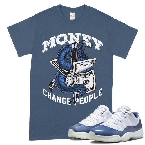 TeeVivo T-Shirt Match Air Jordan 11 Retro Low Diffused Blue Money change people – Air Jordan 11 Shirt, AJ11 Shirt