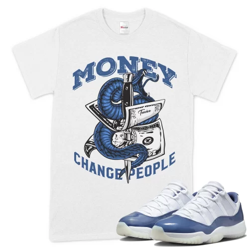 TeeVivo T-Shirt Match Air Jordan 11 Retro Low Diffused Blue Money change people – Air Jordan 11 Shirt, AJ11 Shirt