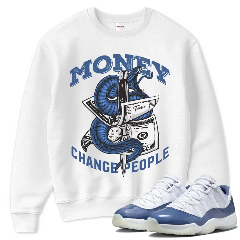 TeeVivo Sweatshirt Match Air Jordan 11 Retro Low Diffused Blue Money change people – Air Jordan 11 Sweatshirt, AJ11 Sweatshirt