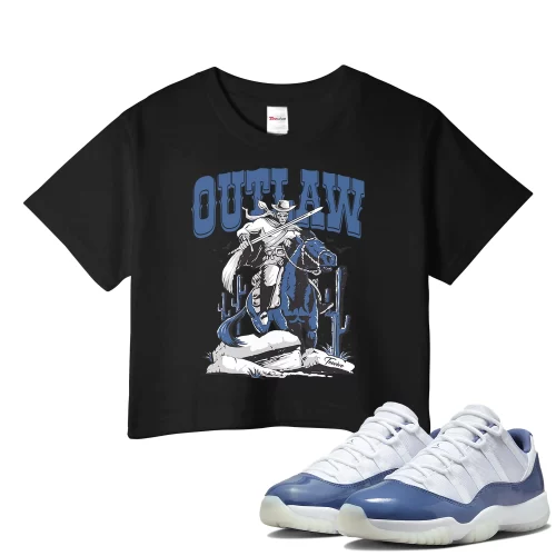 TeeVivo Crop Top Match Air Jordan 11 Retro Low Diffused Blue Outlaw – Air Jordan 11 Crop Top, AJ11 Crop Top