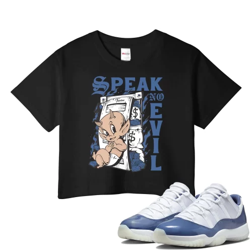 TeeVivo Crop Top Match Air Jordan 11 Retro Low Diffused Blue Speak no evil – Air Jordan 11 Crop Top, AJ11 Crop Top