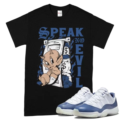 TeeVivo T-Shirt Match Air Jordan 11 Retro Low Diffused Blue Speak no evil – Air Jordan 11 Shirt, AJ11 Shirt