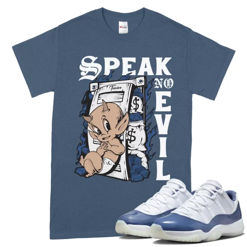 TeeVivo T-Shirt Match Air Jordan 11 Retro Low Diffused Blue Speak no evil – Air Jordan 11 Shirt, AJ11 Shirt