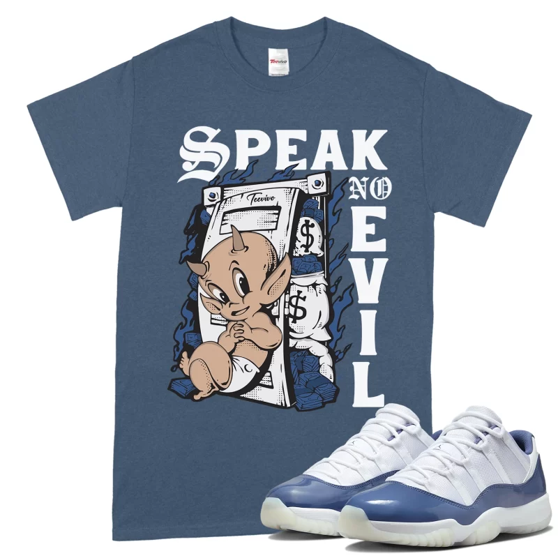TeeVivo T-Shirt Match Air Jordan 11 Retro Low Diffused Blue Speak no evil – Air Jordan 11 Shirt, AJ11 Shirt