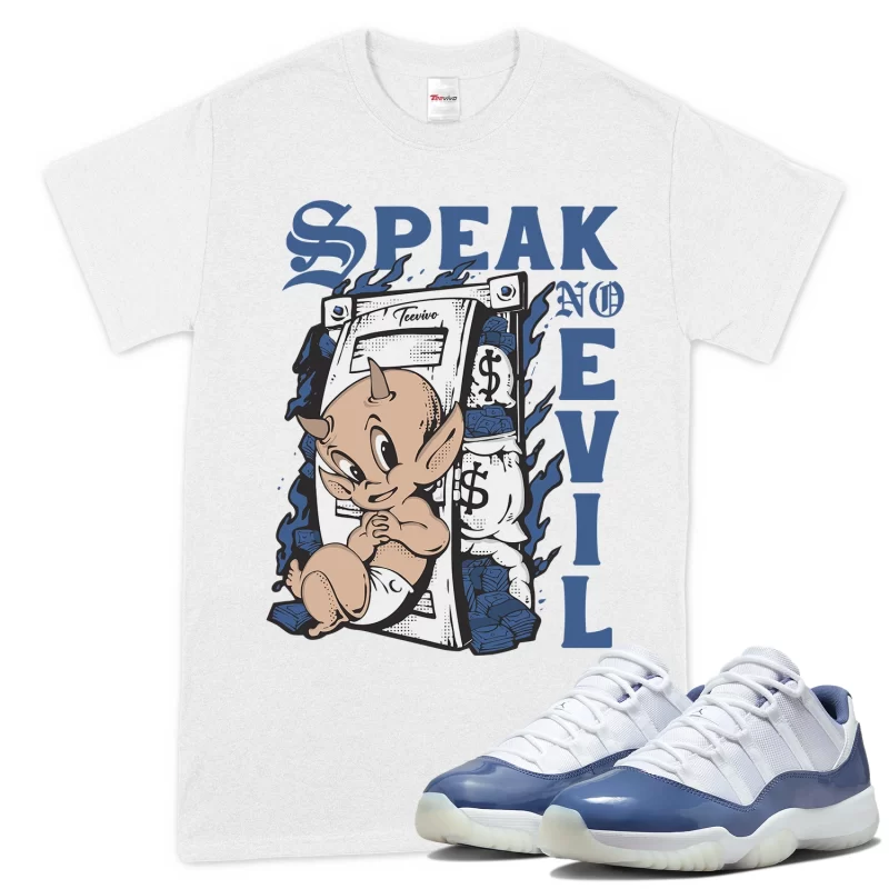 TeeVivo T-Shirt Match Air Jordan 11 Retro Low Diffused Blue Speak no evil – Air Jordan 11 Shirt, AJ11 Shirt