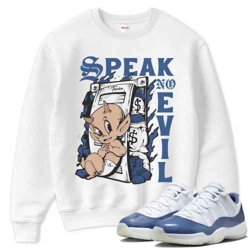 TeeVivo Sweatshirt Match Air Jordan 11 Retro Low Diffused Blue Speak no evil – Air Jordan 11 Sweatshirt, AJ11 Sweatshirt