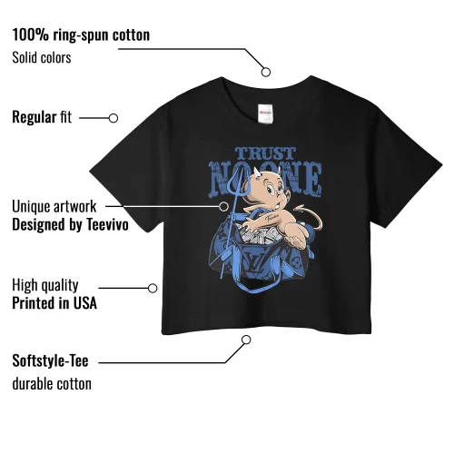 TeeVivo Crop Top Match Air Jordan 11 Retro Low Diffused Blue Trust no one – Air Jordan 11 Crop Top, AJ11 Crop Top