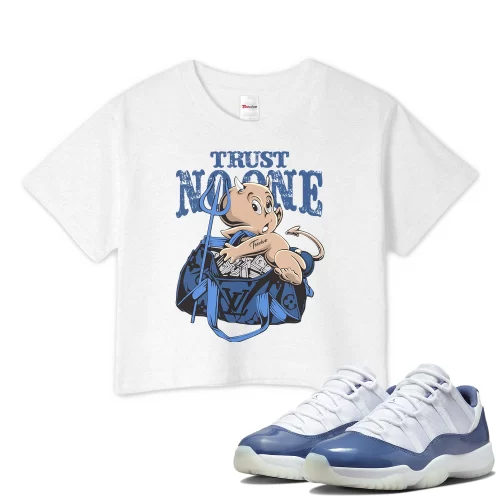 TeeVivo Crop Top Match Air Jordan 11 Retro Low Diffused Blue Trust no one – Air Jordan 11 Crop Top, AJ11 Crop Top