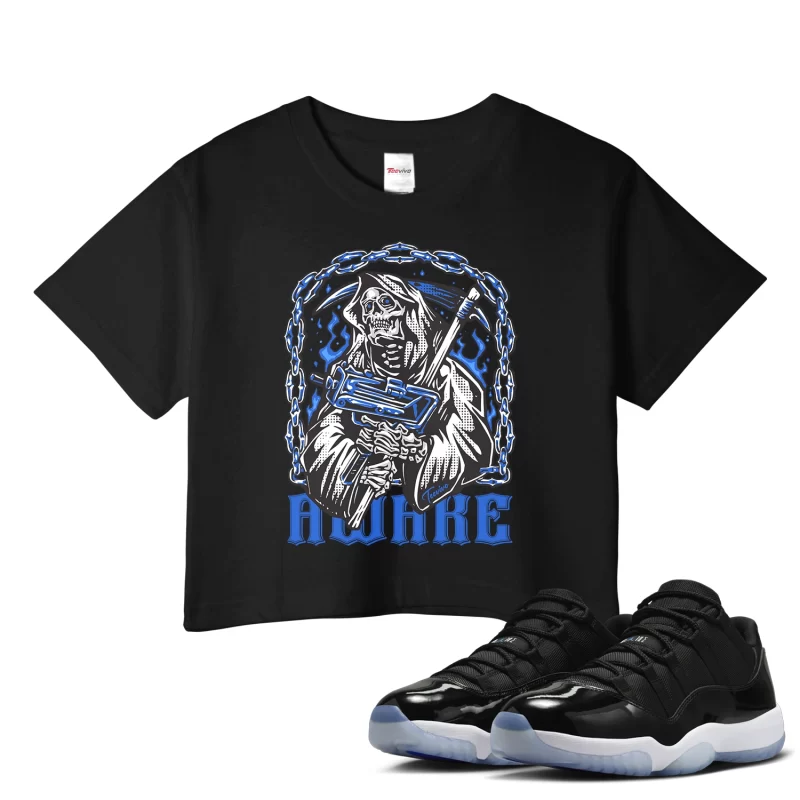 TeeVivo Crop Top Match Air Jordan 11 Retro Low Space Jam Awake – Air Jordan 11 Crop Top, AJ11 Crop Top