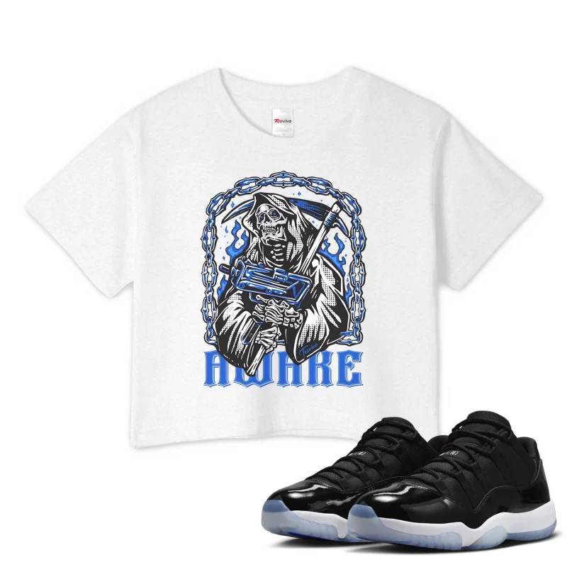 TeeVivo Crop Top Match Air Jordan 11 Retro Low Space Jam Awake – Air Jordan 11 Crop Top, AJ11 Crop Top