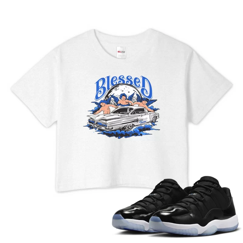 TeeVivo Crop Top Match Air Jordan 11 Retro Low Space Jam Blessed – Air Jordan 11 Crop Top, AJ11 Crop Top