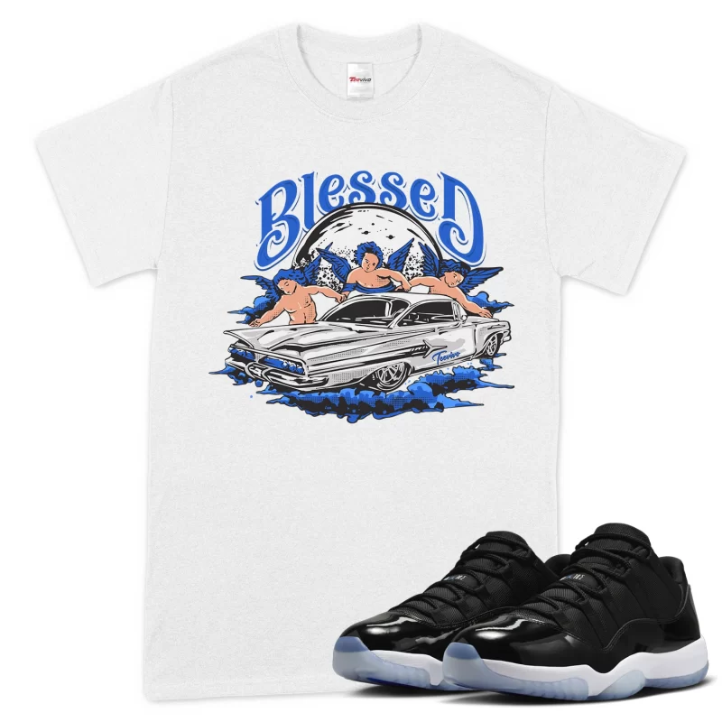 TeeVivo T-Shirt Match Air Jordan 11 Retro Low Space Jam Blessed – Air Jordan 11 Shirt, AJ11 Shirt