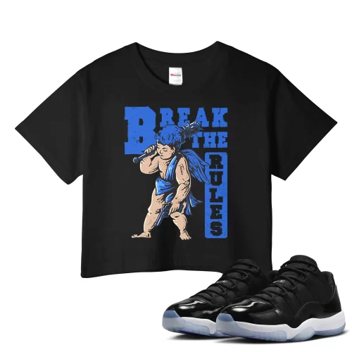 TeeVivo Crop Top Match Air Jordan 11 Retro Low Space Jam Break the rules – Air Jordan 11 Crop Top, AJ11 Crop Top