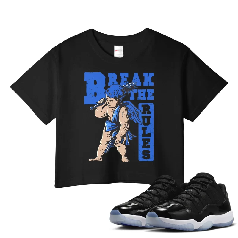 TeeVivo Crop Top Match Air Jordan 11 Retro Low Space Jam Break the rules – Air Jordan 11 Crop Top, AJ11 Crop Top