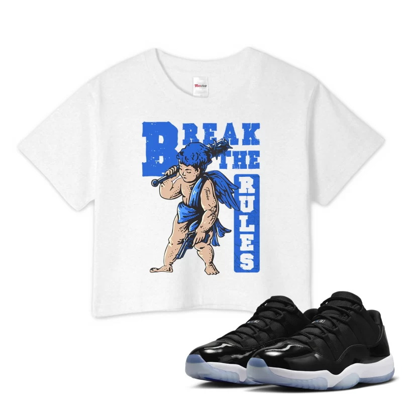 TeeVivo Crop Top Match Air Jordan 11 Retro Low Space Jam Break the rules – Air Jordan 11 Crop Top, AJ11 Crop Top
