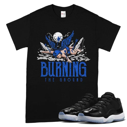 TeeVivo T-Shirt Match Air Jordan 11 Retro Low Space Jam Burning the ground – Air Jordan 11 Shirt, AJ11 Shirt