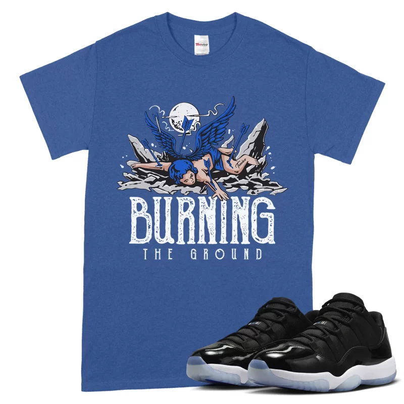TeeVivo T-Shirt Match Air Jordan 11 Retro Low Space Jam Burning the ground – Air Jordan 11 Shirt, AJ11 Shirt
