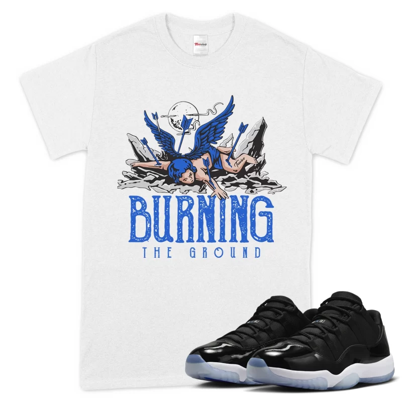 TeeVivo T-Shirt Match Air Jordan 11 Retro Low Space Jam Burning the ground – Air Jordan 11 Shirt, AJ11 Shirt