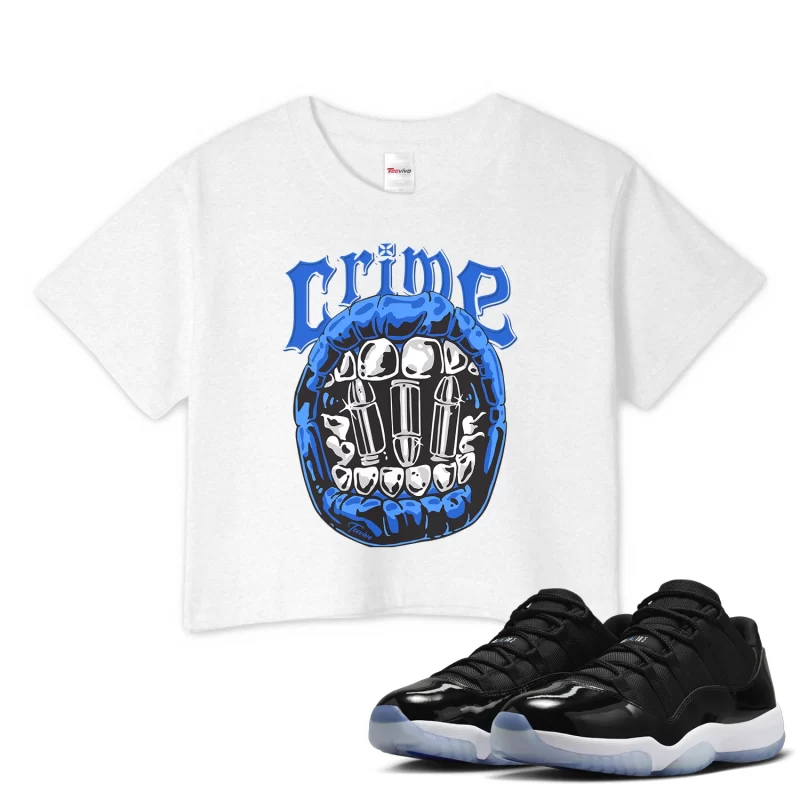 TeeVivo Crop Top Match Air Jordan 11 Retro Low Space Jam Crime – Air Jordan 11 Crop Top, AJ11 Crop Top