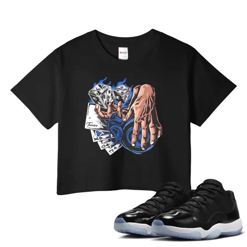 TeeVivo Crop Top Match Air Jordan 11 Retro Low Space Jam Gambling – Air Jordan 11 Crop Top, AJ11 Crop Top