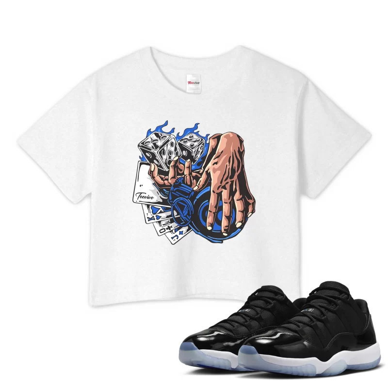 TeeVivo Crop Top Match Air Jordan 11 Retro Low Space Jam Gambling – Air Jordan 11 Crop Top, AJ11 Crop Top