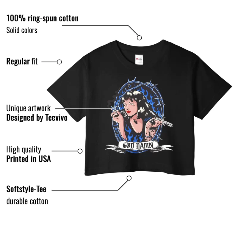 TeeVivo Crop Top Match Air Jordan 11 Retro Low Space Jam God Daaamn – Air Jordan 11 Crop Top, AJ11 Crop Top