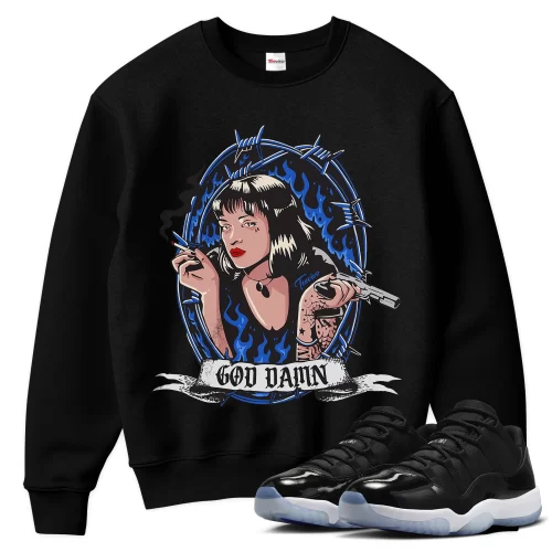 TeeVivo Sweatshirt Match Air Jordan 11 Retro Low Space Jam God Daaamn – Air Jordan 11 Sweatshirt, AJ11 Sweatshirt