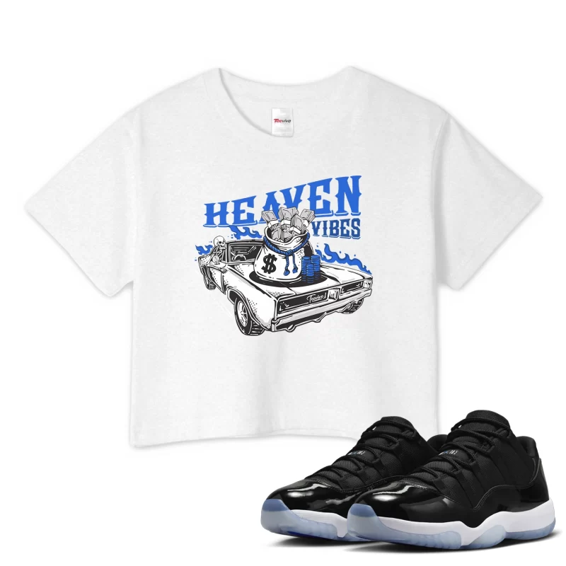 TeeVivo Crop Top Match Air Jordan 11 Retro Low Space Jam Heaven vibes – Air Jordan 11 Crop Top, AJ11 Crop Top