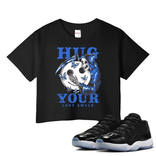 TeeVivo Crop Top Match Air Jordan 11 Retro Low Space Jam Hug your lost smile – Air Jordan 11 Crop Top, AJ11 Crop Top