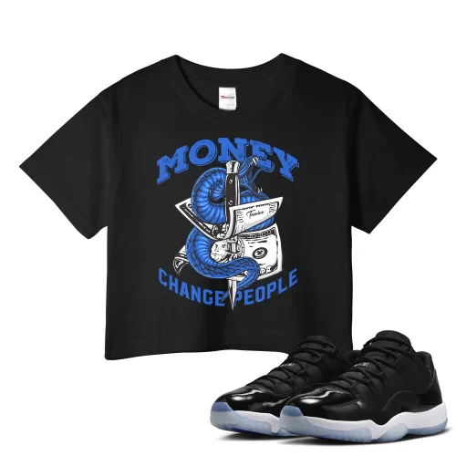 TeeVivo Crop Top Match Air Jordan 11 Retro Low Space Jam Money change people – Air Jordan 11 Crop Top, AJ11 Crop Top