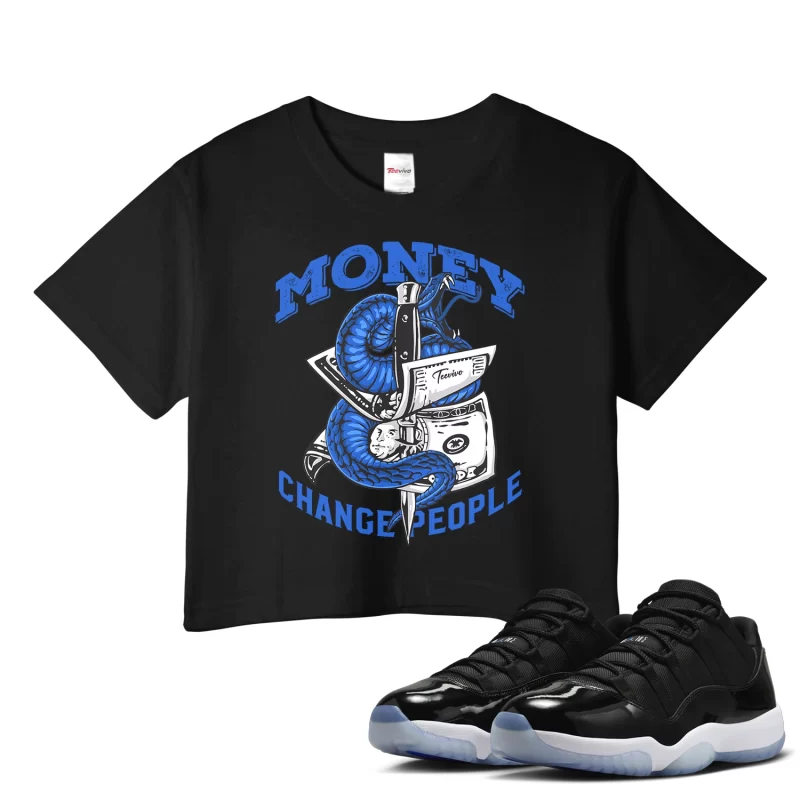 TeeVivo Crop Top Match Air Jordan 11 Retro Low Space Jam Money change people – Air Jordan 11 Crop Top, AJ11 Crop Top