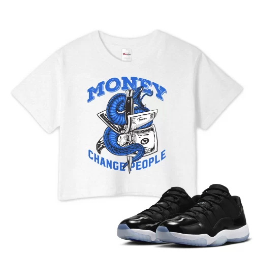 TeeVivo Crop Top Match Air Jordan 11 Retro Low Space Jam Money change people – Air Jordan 11 Crop Top, AJ11 Crop Top