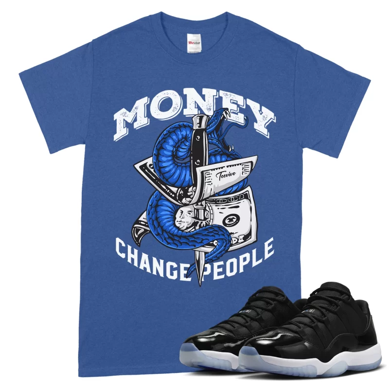 TeeVivo T-Shirt Match Air Jordan 11 Retro Low Space Jam Money change people – Air Jordan 11 Shirt, AJ11 Shirt
