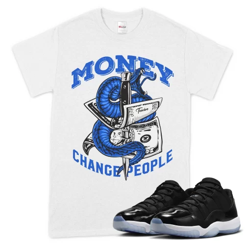 TeeVivo T-Shirt Match Air Jordan 11 Retro Low Space Jam Money change people – Air Jordan 11 Shirt, AJ11 Shirt