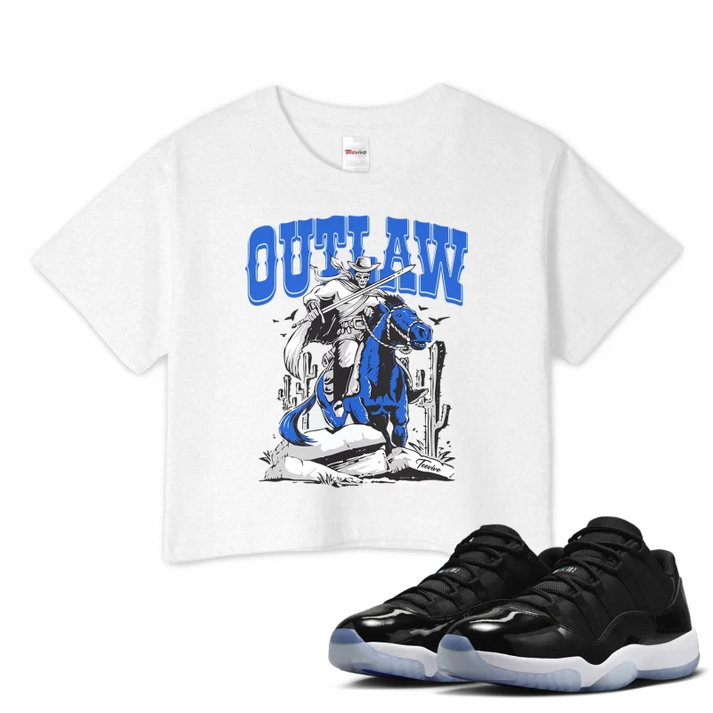 TeeVivo Crop Top Match Air Jordan 11 Retro Low Space Jam Outlaw – Air Jordan 11 Crop Top, AJ11 Crop Top
