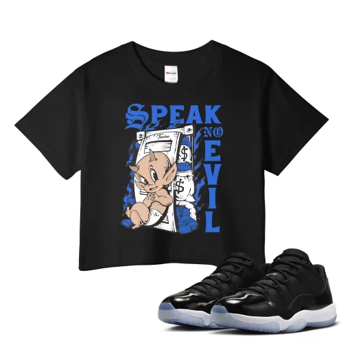 TeeVivo Crop Top Match Air Jordan 11 Retro Low Space Jam Speak no evil – Air Jordan 11 Crop Top, AJ11 Crop Top