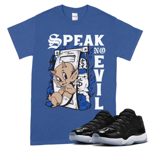 TeeVivo T-Shirt Match Air Jordan 11 Retro Low Space Jam Speak no evil – Air Jordan 11 Shirt, AJ11 Shirt