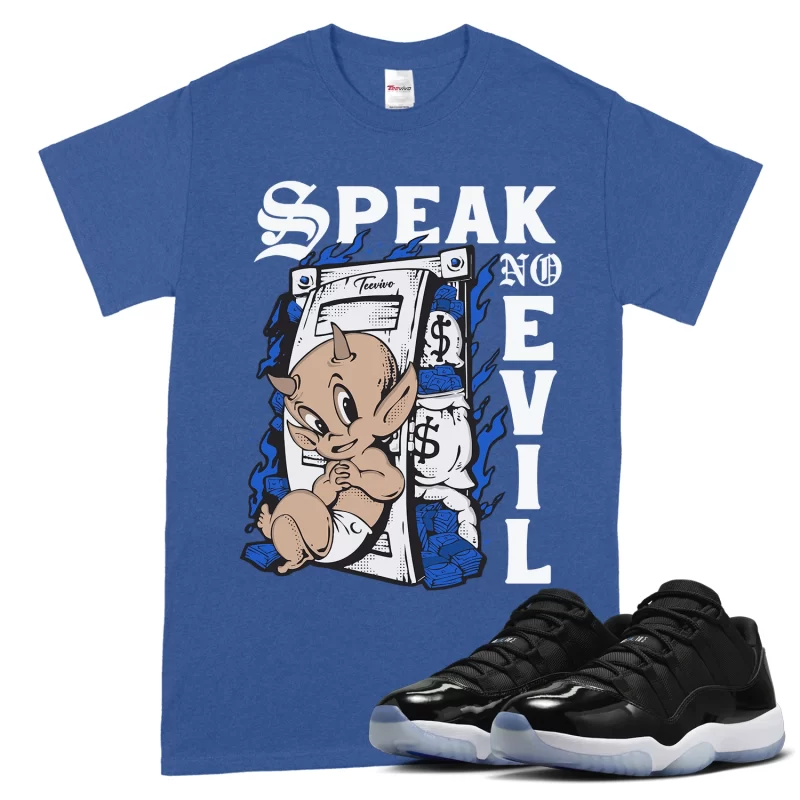 TeeVivo T-Shirt Match Air Jordan 11 Retro Low Space Jam Speak no evil – Air Jordan 11 Shirt, AJ11 Shirt