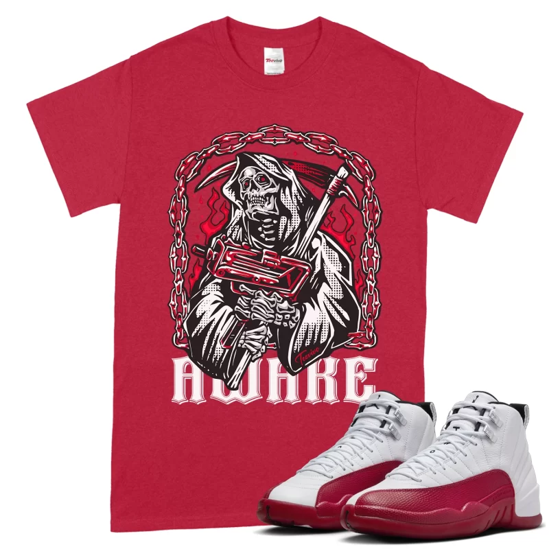 TeeVivo T-Shirt Match Air Jordan 12 Retro Cherry Awake – Air Jordan 12 Shirt, AJ12 Shirt