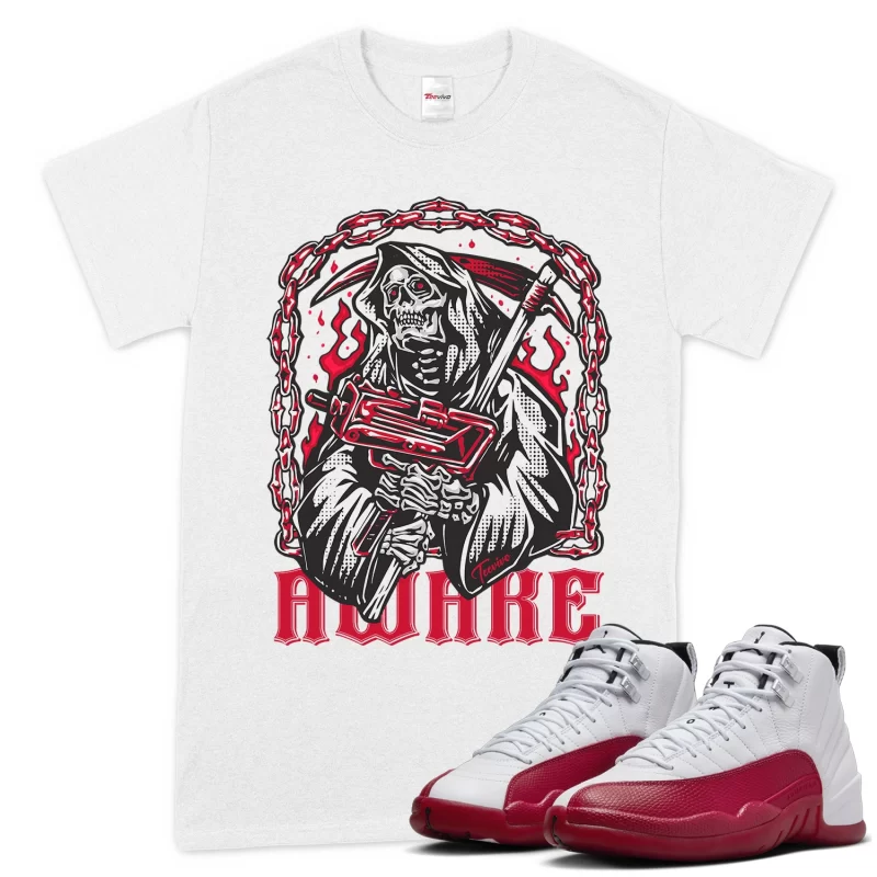 TeeVivo T-Shirt Match Air Jordan 12 Retro Cherry Awake – Air Jordan 12 Shirt, AJ12 Shirt