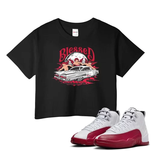 TeeVivo Crop Top Match Air Jordan 12 Retro Cherry Blessed – Air Jordan 12 Crop Top, AJ12 Crop Top