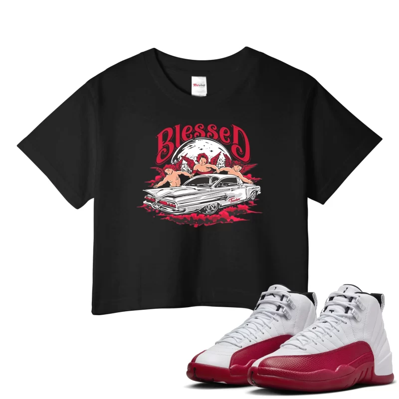 TeeVivo Crop Top Match Air Jordan 12 Retro Cherry Blessed – Air Jordan 12 Crop Top, AJ12 Crop Top