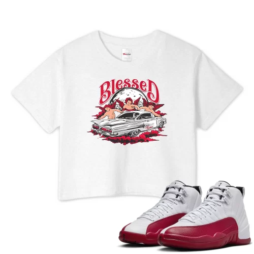 TeeVivo Crop Top Match Air Jordan 12 Retro Cherry Blessed – Air Jordan 12 Crop Top, AJ12 Crop Top